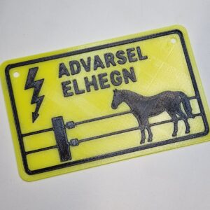 Hegnsskilt – Advarsel, Elhegn m. Hest